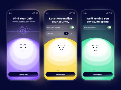 Mental Health App Onboarding application illustration ios mental health mental wellness mentalhealth mobile app onboarding ui ui app ui design uiux ux