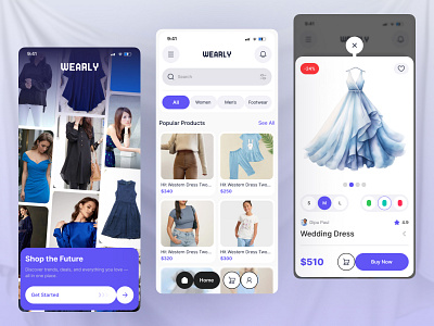 Fashion E-Commerce Mobile App - Wearly app app design appdesign clothingapp ecommerce ecommerce mobile app fashion mobile fashion template fashion website fashionapp fashiondesign marketplace mobileapp modern app ui online shopping productdesign productpage shop shoppingapp splashscreen