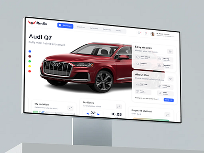Rentio –Car Rental Dashboard UI . admin dashboard ui app concept app ui inspiration booking app design car booking app car booking experience car hire app car rental app car rental dashboard dashboard design figma design mobile app ui on demand car rental ride booking app ride sharing app travel app ui uiux design user inteface vehicle rental ui