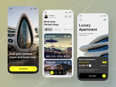 Hotel Booking Mobile App UI Design app design clean design design figma hotel app hotel booking mobile app modern modern app service app travel app ui ui design user interface