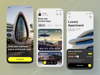 Hotel Booking Mobile App UI Design app design clean design design figma hotel app hotel booking mobile app modern modern app service app travel app ui ui design user interface