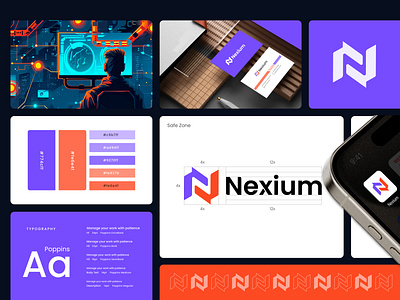 Nexium - Brand Guidelines brand guidelines brand identity branding branding design color palette corporate identity creative logo crypto logo fintech logo futuristic design logo logo concept logo design logo designer logos modern logo saas logo tech branding tech logo visual identity