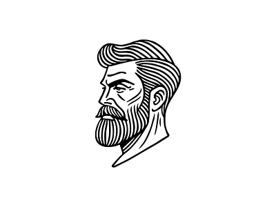 Man portrait with beard Logo beard man brand identity branding icon illustration line art logo logo logotype man icon mark minimal portrait saas sports vector web3