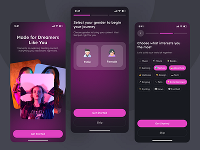 Voice Chat App Onboarding UI android app design confirm password contact list forgot password input field ios messaging app mobile mobile kit onboarding sign up social media app social networking splash screen trending ui ux voice chat