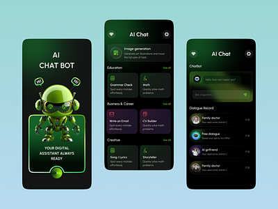 AI ChatBot – Your Digital Assistant App ai ai assistant aichatbot app app interface best app design chat chat app chat bot chatbot chatbot ui design digitalassistant messaging app mobile mobile app modern app ui nextgenai smartassistant