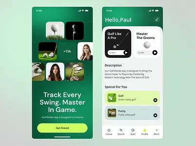 Golf Mobile App UI/UX fitness app golf golf app golf range golf score mobile app design mobile app ui mobile golf mobile interface mobile ui sports app tennis app ui ux