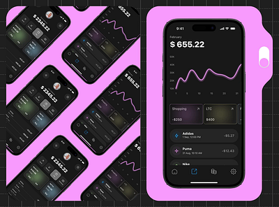 Finance Mobile iOS App Redesign android app app design app interface dark theme dashboard dashboard design design ewallet finance finance app fintech ios mobile online product design redesign ui uplift ux