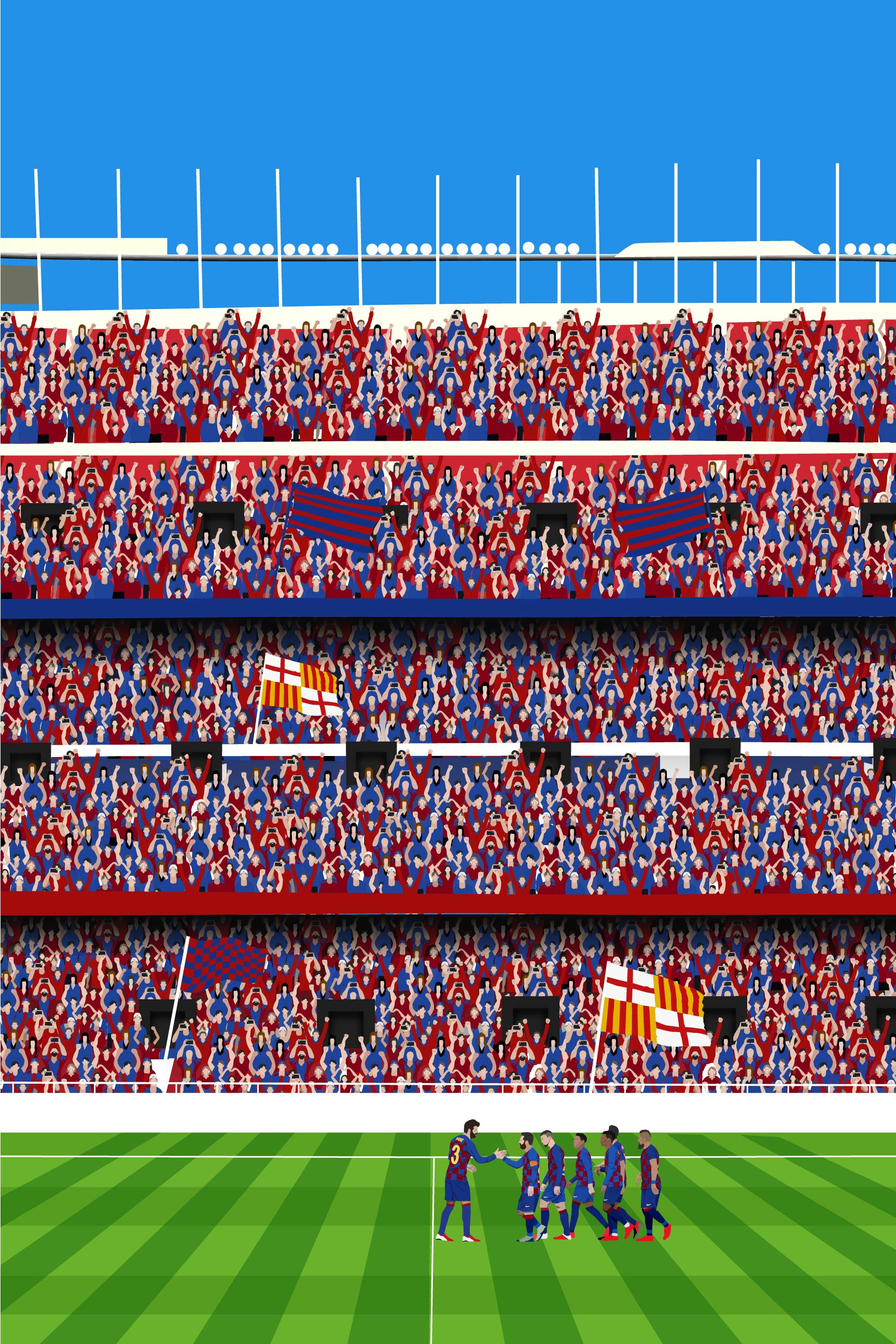 Football Fans ac milan poster barcelona poster football football fans football poster gallery poster game poster illustration psg team art stadiums poster vector art wall art