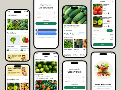 Grocery App Design app design ecommerce food order grocery grocery app grocery app design grocery delivery app grocery shopping minimal mobile online grocery online shop product design app ui uiux ux