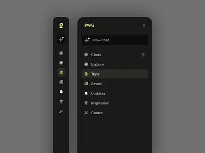 Modern Sidebar Navigation – Dark UI app card ui design interface product service startup ui ux web