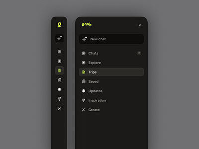 Modern Sidebar Navigation – Dark UI app card ui design interface product service startup ui ux web