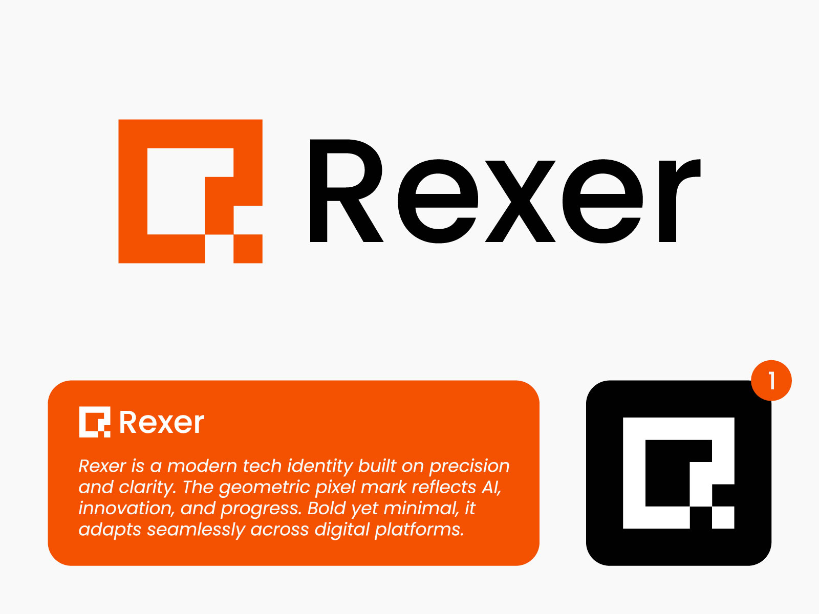 Rexer Logo Design | Modern Geometric Pixel Logo for AI & Tech abstract logo ai logo brand design brandidentity branding coding logo geometric logo logo logodesign logomark logotype minimal logo modern logo pixel logo r logo design square logo startup logo tech logo technology logo visual identity