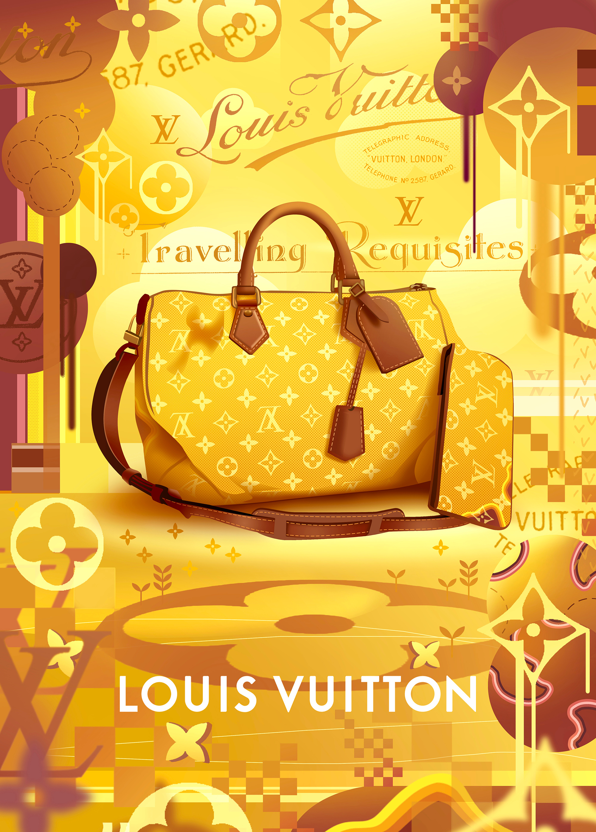 LV speedbag digital art editorial illustration fashion fashion art graphic design illustration luxury lv product illustration vector art vuitton