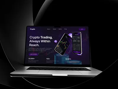 CryptoTrading App Landing Page app landing page blockchaindesign crypto landing page cryptoapp cryptointerface cryptotrading cryptoux cryptowallet darkmodeui dashboarddesign financialapp fintechui landing page mobile app mobileappdesign tradingplatform ui uiuxdesign webappdesign