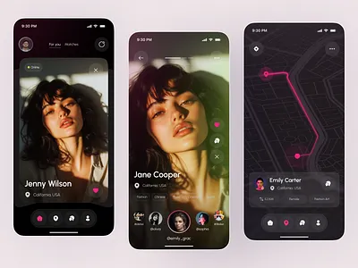 Modern Dating App UI – Find Love & Connections with Style app design dating app elegant mobile ui location based dating app mobile mobile app profile matching ui relationship app social networking ui swipe app tinder clone ui