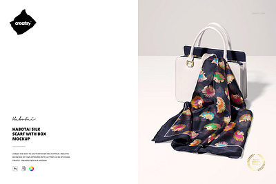 Habotai Silk Scarf Handbag Mockup creatsy mockup customizable design creator designed fabric fabrics fashion mock ups patterns surface smart object templates