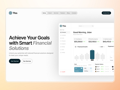 Tfos - Finance Website Hero Section b2b design finance hero section interface product service startup ui ux web