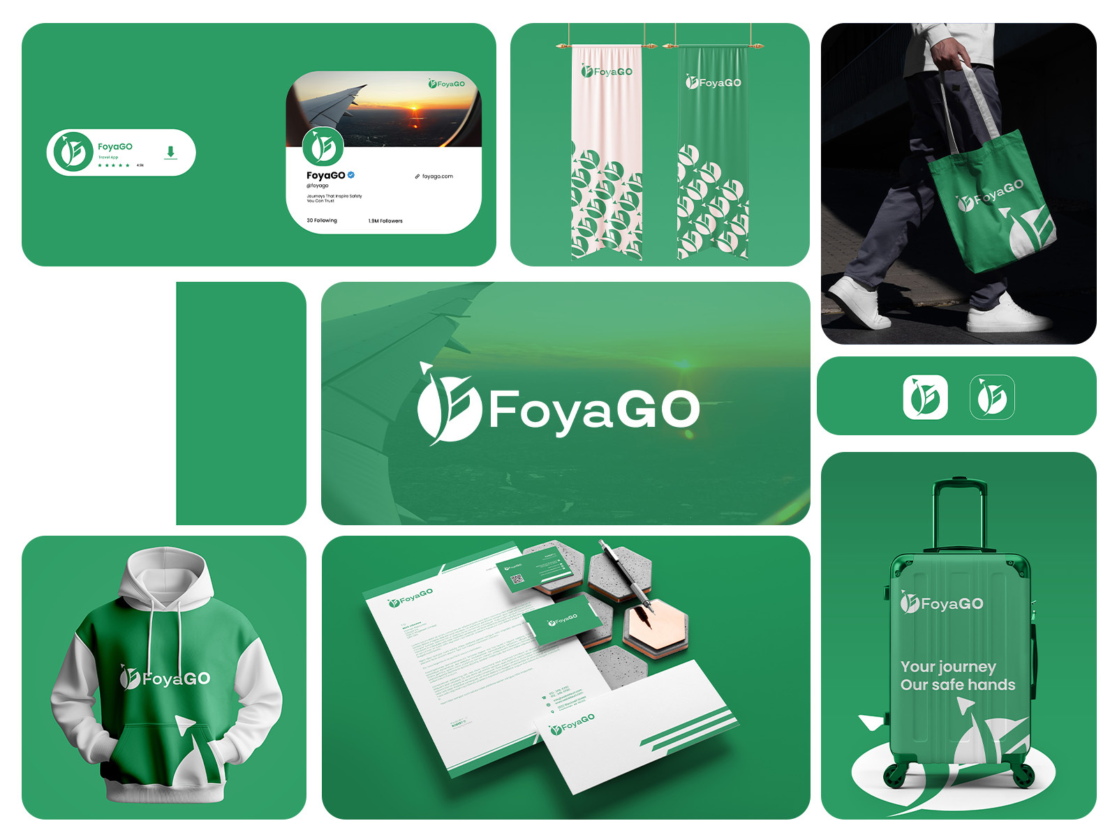 FoyaGO – Travel Agency Logo & Branding Design brand identity f icon f travel logo fly logo foyago logo logo logo design logos travel agency logo travel branding travel logo visual identity