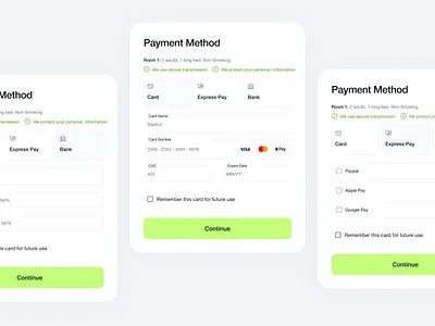 Payment process ui card design app card ui design interface product service startup ui ux web