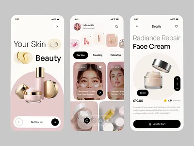 Skincare E-commerce App UI Design beauty app cosmetics app cosmetology app e commerce app e commerce app design ecommerce ecommerce ui ecommerceapp glow glow app health lifestyle healthcare organic skincare shopping app skin skin care skin glow skincare detail skincare marketplace