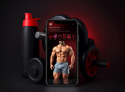 Crush Your Limits — A Minimalist Gym App Prototype dark gym mobile app prototype red ui