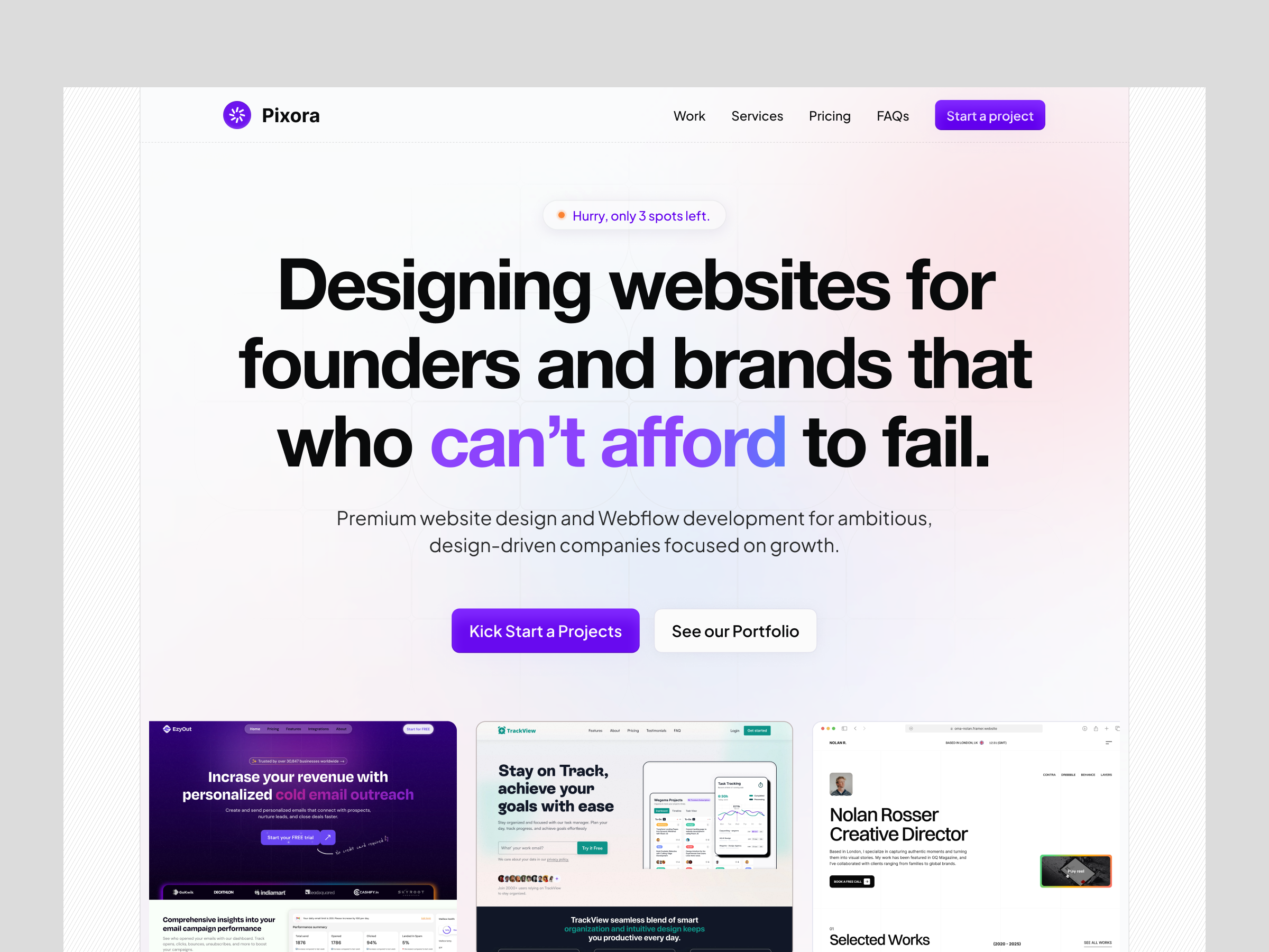 Example of Agency Website Design - Pixora