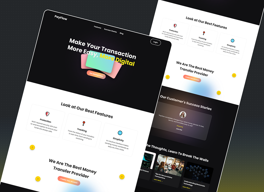 PayFlow - Fintech Landing Page (HTML & Tailwind CSS) by Adryan Prawira ...