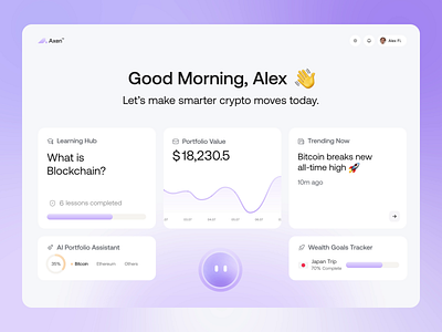 Axen™ — AI-Powered Crypto Dashboard ai crypto animation blockchain crypto crypto app crypto dashboard dashboard fintech investment app motion graphics portfolio app product design saas trading app trading dashboard ui ux wallet web app web3