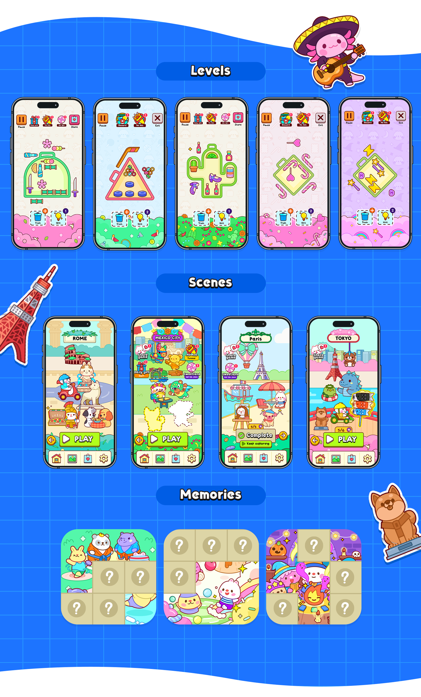 Trip Puzzle - Mobile Game animation app design game illustration product design ui ux