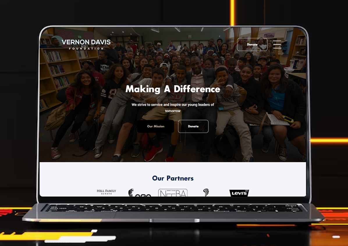 Donation Website for Vernon Davis Foundation animation branding design motion graphics shopify ui web design web design and development web development webdesign website