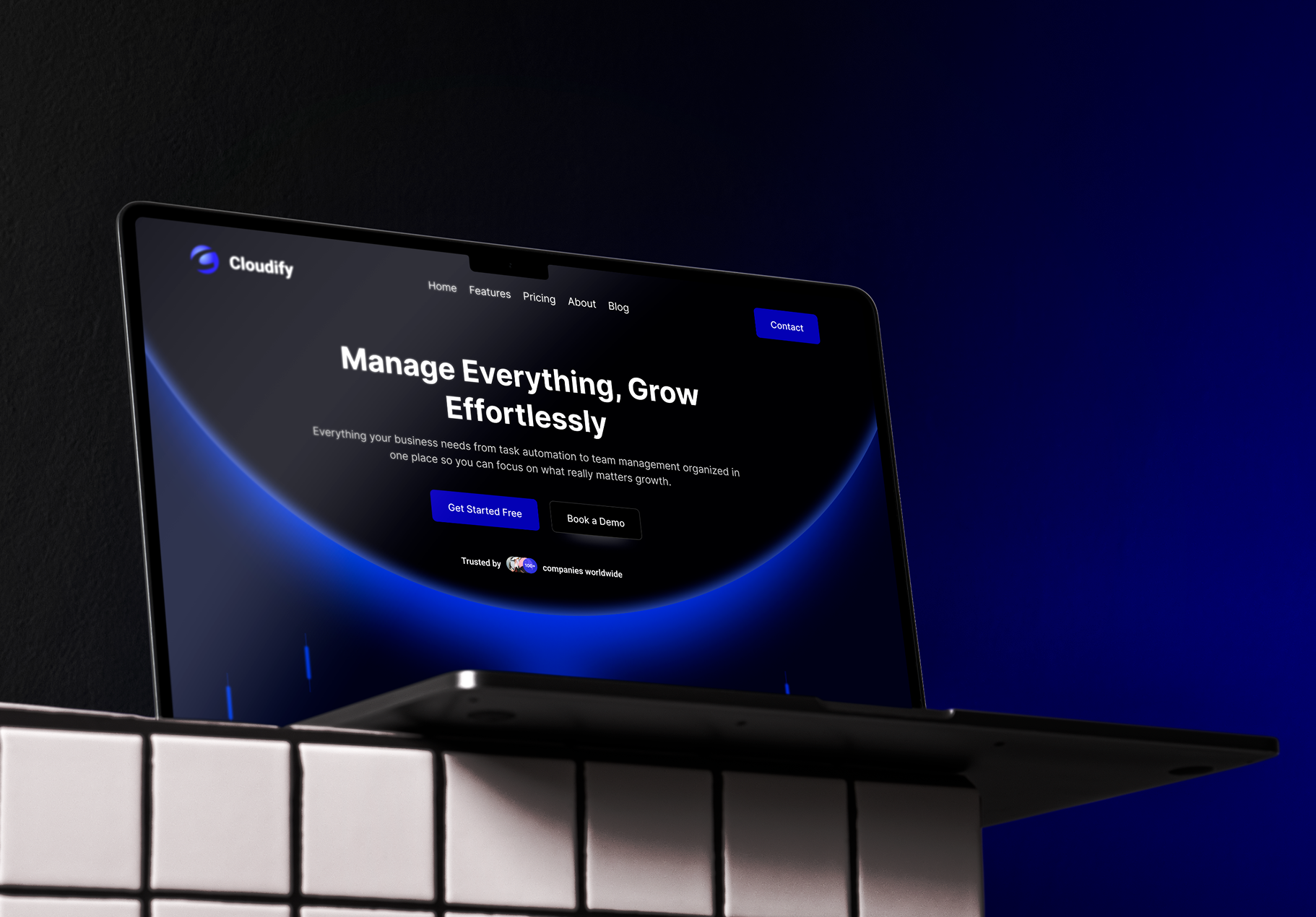 Cloudify – Modern SaaS Landing Page UI Design animation landing page minimal design saas landing page ui ux