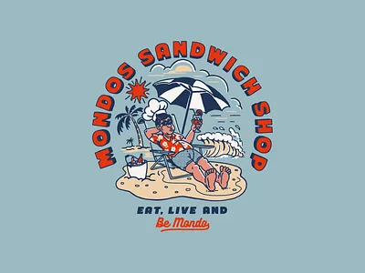Mondos Sandwich Shop - Off Beach apparel design brand design branding cartoon character clothing design graphic design illustration logo mascot merchandise vector vintage apparel vintage design vintage illustration
