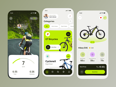 CycleMate - Smart AI Bicycle Mobile App ai app ai bicycle app app design bicycle bike cycle fitness fitness app ui ios app mobile mobile app product design ride app smart smart cycle sports tracker uiux workout plan