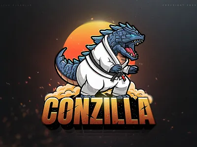 CONZILLA branding character design drawing dribbble godzilla illustration jiujitsu karate logo martial arts mascot vector