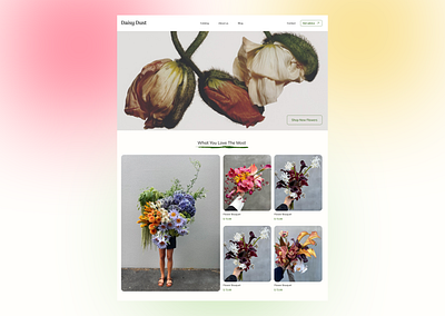 DAISY DUST - FLOWER SHOP CONCEPT aesthetic concept design ecommerce flowershop graphic design landing landingdesign pagedesign product design shop ui uiux ux uxui web webdesign website