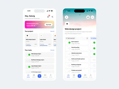 Project management app ✨ app app design asana click up design list mobile notion project management slack task task management todo ui ui design ui ux