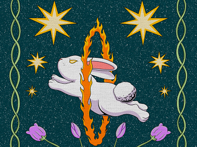 Leap of Light - The Cosmic Bunny Trial bunnydesign cosmicart digitalartwork fantasyamimal illustration magic rabbit surrealartwork
