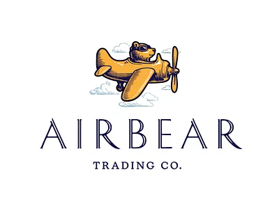Air Bear Branding Illustration air bear branding brandmark cartoon character design classic etching graphic design identity design illustration logo logo design logos packaging design plane scratchboard sky travel vintage