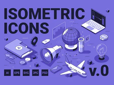 ISOMETRIC ICONS v.0 3d adobe illustrator branding business design icon illustration isometric monocolor thin line ui vector