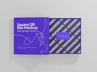 Square Gift Box Mockup 3d 3d mockup box branding branding mockup design gift box mockup graphic design illustration logo mockup mrfauzi packaging mockup realistic mockup ui vector