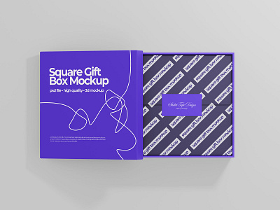 Square Gift Box Mockup 3d 3d mockup box branding branding mockup design gift box mockup graphic design illustration logo mockup mrfauzi packaging mockup realistic mockup ui vector