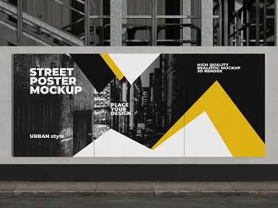 Street Poster Mockup 3d 3d mockup 3d rendering branding branding mockup design graphic design illustration logo mockup mrfauzi personal branding presentation mockup realistic mockup street billboard street poster ui vector