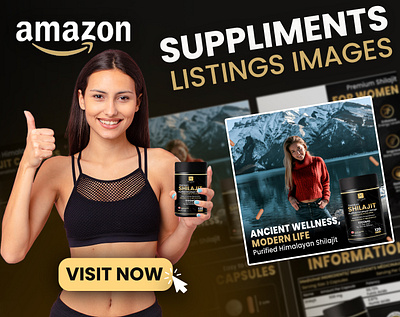 Shilajit Packaging & Amazon Listing Design a content amazon listing creative direction e commerce design health supplement images lifestyle branding listings modern design natural energy packaging design product branding product mockup shilajit supplement design ui for amazon wellness product
