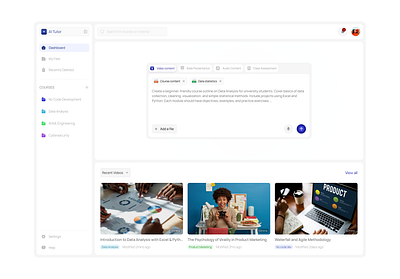 AI Tutor dashboard ai dashboard lms ui design ux