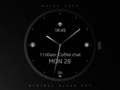 Minimal Analog Watch Face analog black clean design google graphic design illustration minimal samsung simple smartwatch technology ui watch watchface wear os
