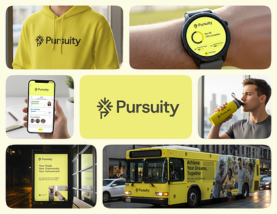 Visual Identity Design For Career Growth Platform - Pursuity arrow logo branding automation logo branding business development growth logo logo logo creator logotype minimalist modern logo design personal growth saas logo social connection startup logo typography vector