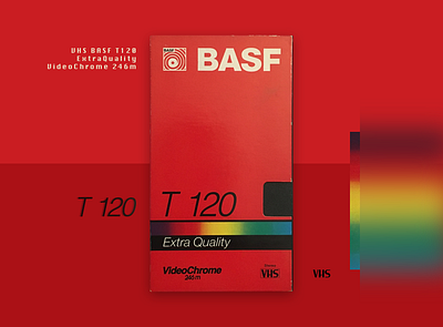 Retro VHS BASF T120 VideoChrome artwork basf concept dark mode quality red retro vhs vintage