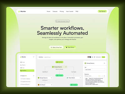 Atomie™ - AI Automation Website Design ai automation website design ai website animation b2bsaas branding logo dashboarddesign interface design landing page landing page design landingpage motion graphics saasui uiuxdesign web animation web design web interaction web3 webdesign website website design