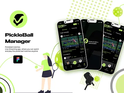 Live Streaming App - PickleBall Manager app app design brand design branding design design figma gaming gaming app graphic design illustration live streaming logo photoshop pickleball ui uiux user experience user interface vector