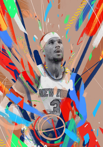 Hart - NYC - NBA - Colors basketball basketball illustration character colors energy illustrated basketball illustration illustrator josh hart nba nba action nba energy nba illustration new york knicks people portrait portrait illustration procreate vibe